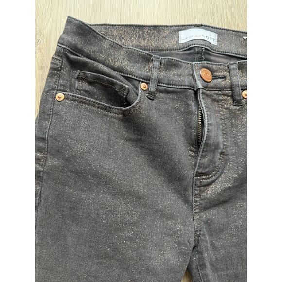 LOFT Skinny Jeans, Black with gold metallic flecks, size 25, 0 - Picture 5 of 8